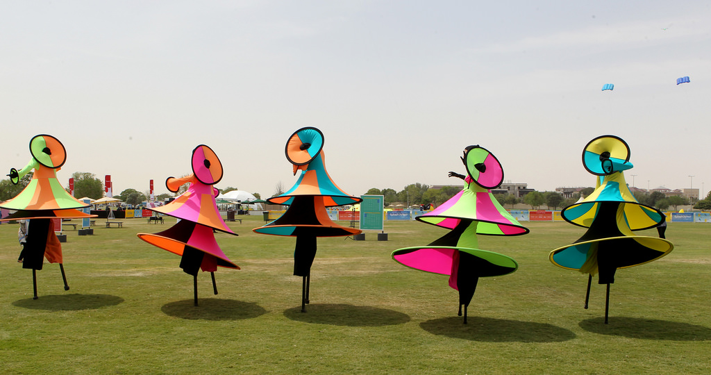 DOHA KITE FESTIVAL COLOURFUL KITES SWAYING AND SOARING IN THE WIND